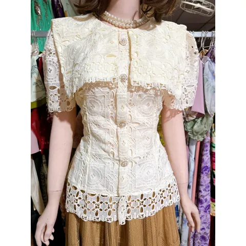 Áo ren  vai thủy thủ vải cao cấp - kiểu dáng peplum, ôm đáp vai Hàng có sẵn giao ngay