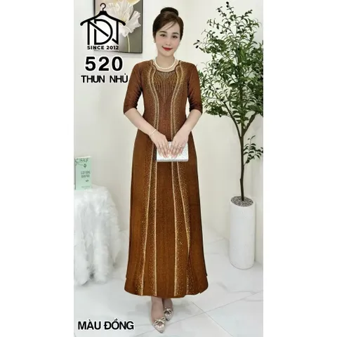 Đầm MAXI trung niên dự tiệc sang trọng vải nhũ ánh kim cao cấp tặng mẹ co giãn tốt bigsize dưới 80kg mặc đẹp Giá 420k