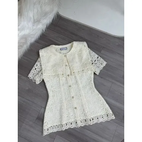 Áo ren  vai thủy thủ vải cao cấp - kiểu dáng peplum, ôm đáp vai Hàng có sẵn giao ngay