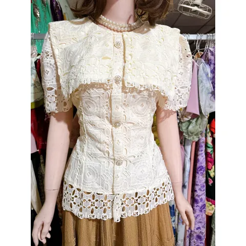 Áo ren  vai thủy thủ vải cao cấp - kiểu dáng peplum, ôm đáp vai Hàng có sẵn giao ngay