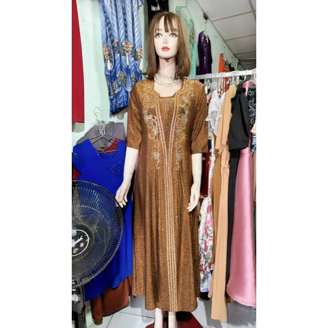 Đầm MAXI trung niên dự tiệc sang trọng vải nhũ ánh kim cao cấp tặng mẹ co giãn tốt bigsize dưới 80kg mặc đẹp