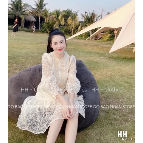 Váy thiết kế trắng sang chảnh,đầm công chúa xinh đẹp  Giá 290k Hàng có săn giao ngay Màu kem