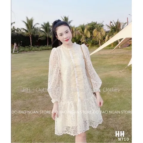 Váy thiết kế trắng sang chảnh,đầm công chúa xinh đẹp  Giá 290k Hàng có săn giao ngay Màu kem