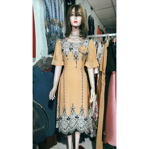 Đầm Nữ Thiết Kế Dáng Xòe , Họa Tiết Sang Trọng , Tôn Dáng Che Khuyết Điểm Đính Hoa  Giá 350k Hàng có sẵn giao ngay