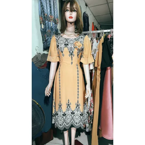 Đầm Nữ Thiết Kế Dáng Xòe , Họa Tiết Sang Trọng , Tôn Dáng Che Khuyết Điểm Đính Hoa  Giá 350k Hàng có sẵn giao ngay