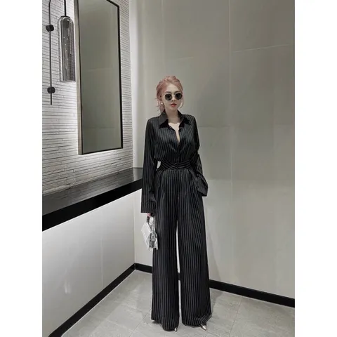 set Bộ cao cấp Quần ống rộng + Áo sơ mi tay dài Set Đồ Form Rộng Chất Vải Dày Dặn, Thoáng Mát, Hàng Xuất Xịn