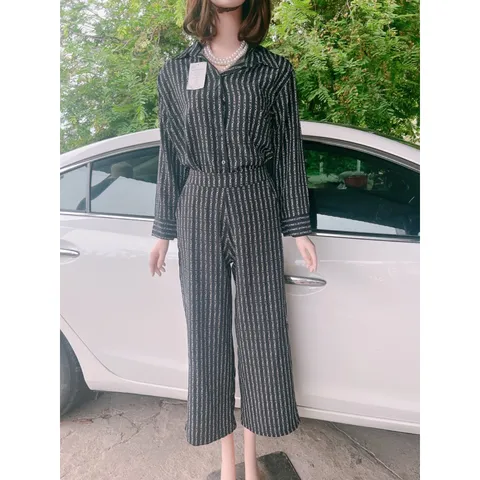 set Bộ cao cấp Quần ống rộng + Áo sơ mi tay dài Set Đồ Form Rộng Chất Vải Dày Dặn, Thoáng Mát, Hàng Xuất Xịn