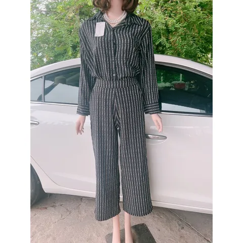 set Bộ cao cấp Quần ống rộng + Áo sơ mi tay dài Set Đồ Form Rộng Chất Vải Dày Dặn, Thoáng Mát, Hàng Xuất Xịn