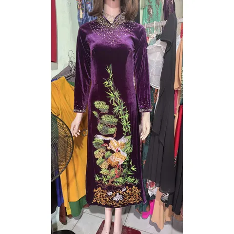 Áo dài nhung thêu cao cấp
