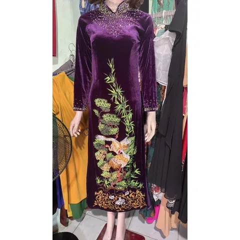 Áo dài nhung thêu cao cấp