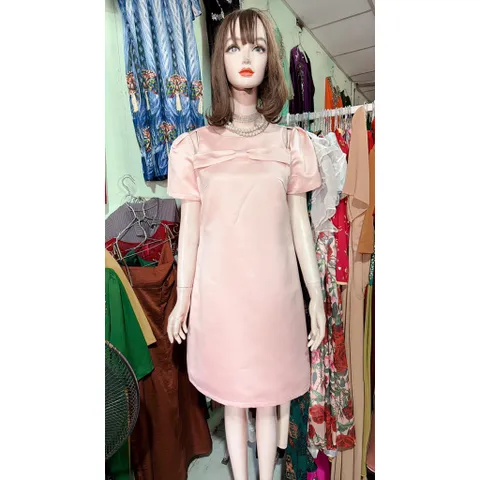 Đầm tapta suông, bầu bì bon chen thoải mái Giá 350k Size SM Màu hồng Chất liệu tapta cao cấp Chiều dài đầm 89cm
