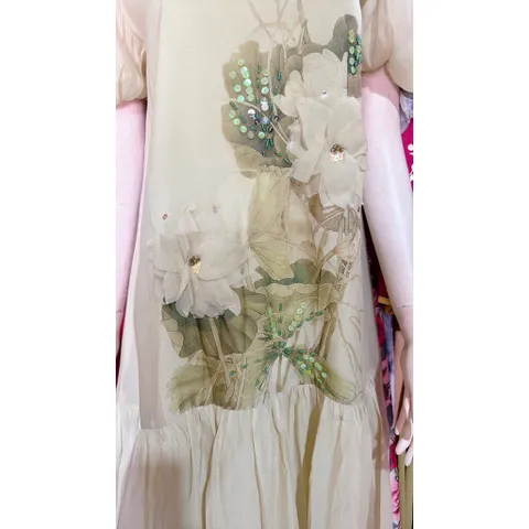 Đầm suông đính hoa siêu đẹp  Hàng có sẵn gia ngay  Màu xanh, tím, kem Giá 350k Size SM mặc đẹp Bầu bì bon chen thoải mái