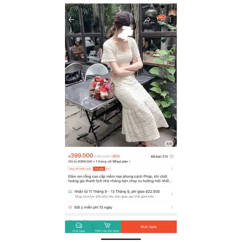Đầm ren cao cấp mềm mại phong cách Pháp, khí chất hoàng gia thanh lịch nhẹ nhàng Giá 320k, người ta đang bán 4xx