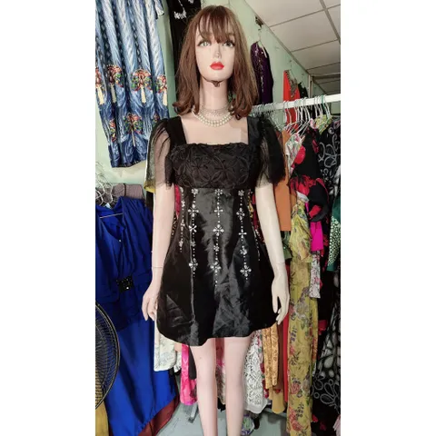 Đầm thiết kế tay lưới phối ren ngực đính đá Chất liệu tapta cao cấp Đá đính kết thủ công Giá 350k Hàng có sẵn giao ngay