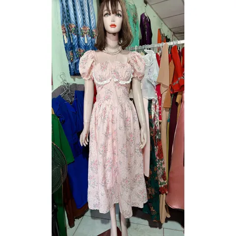 Đầm Tiều Thư Dáng Dài Chất Xô Thêu Hoa   Hàng có sẵn giao ngay Đủ size SML, dưới 65kg mặc đẹp Giá 420k
