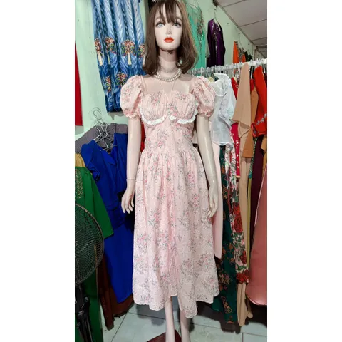 Đầm Tiều Thư Dáng Dài Chất Xô Thêu Hoa   Hàng có sẵn giao ngay Đủ size SML, dưới 65kg mặc đẹp Giá 420k