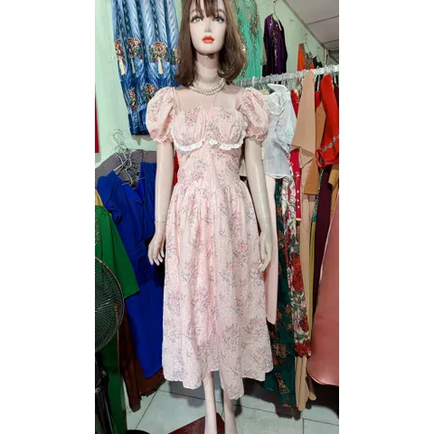 Đầm Tiều Thư Dáng Dài Chất Xô Thêu Hoa   Hàng có sẵn giao ngay Đủ size SML, dưới 65kg mặc đẹp Giá 420k
