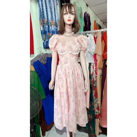 Đầm Tiều Thư Dáng Dài Chất Xô Thêu Hoa   Hàng có sẵn giao ngay Đủ size SML, dưới 65kg mặc đẹp Giá 420k