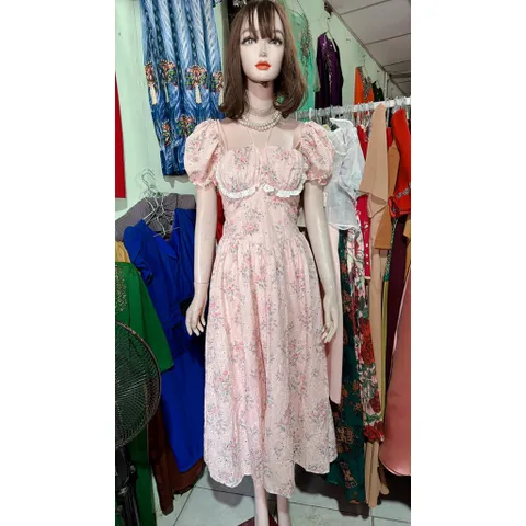 Đầm Tiều Thư Dáng Dài Chất Xô Thêu Hoa   Hàng có sẵn giao ngay Đủ size SML, dưới 65kg mặc đẹp Giá 420k