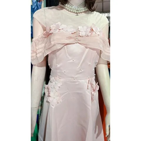 Đầm thiết kế đính kết nổi chất tapta xịn màu đỏ (size L eo dưới 78cm),mau hồng size XL ( eo dưới 80cm) đính kết nổi