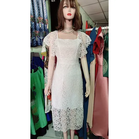 Đầm ren trắng cao cấp Ren nổi y hình  Giá 390k Hàng có sẵn giao ngay S Size S, eo dưới 68cm Chất liệu ren cao cấp