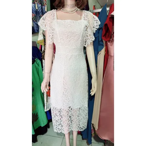 Đầm ren trắng cao cấp Ren nổi y hình  Giá 390k Hàng có sẵn giao ngay S Size S, eo dưới 68cm Chất liệu ren cao cấp