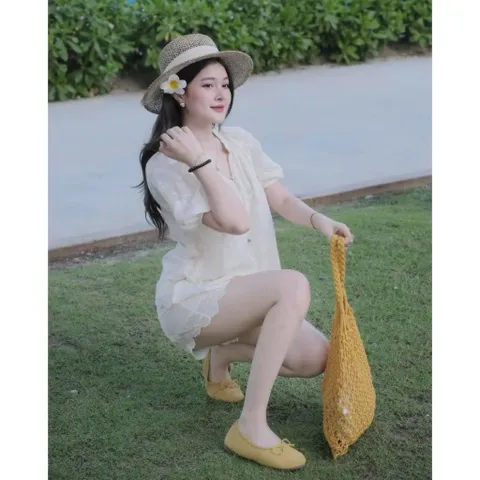 sét bộ đùi Xô ren hoa cao cấp, áo cổ v cột nơ mix quần đùi 2 lớp Dưới 65kg mặc đẹp Giá 390k/ cả set Màu đen