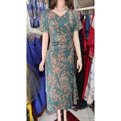 Đầm hoa nhúng eo che khuyết điểm Hàng có sẵn giao ngay XL Có đủ size SMLXL, eo dứoi 84cm mặc đẹp o giãn dễ mặc Giá 330