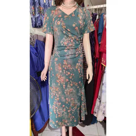 Đầm hoa nhúng eo che khuyết điểm Hàng có sẵn giao ngay XL Có đủ size SMLXL, eo dứoi 84cm mặc đẹp o giãn dễ mặc Giá 330
