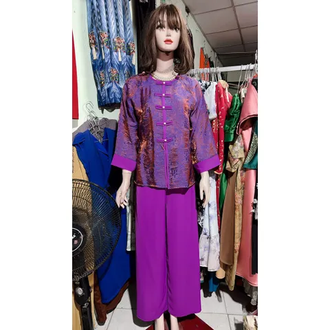 Set Bộ Lam Gấm tencel tơ Tằm Ánh Kim sẵn giao ngay Dưới 65kg mặc đẹp Giá 390k Chất liệu tơ nha xá ánh kim siêu đẹp