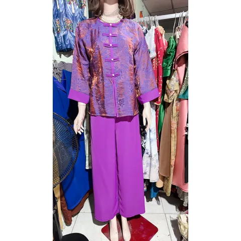 Set Bộ Lam Gấm tencel tơ Tằm Ánh Kim sẵn giao ngay Dưới 65kg mặc đẹp Giá 390k Chất liệu tơ nha xá ánh kim siêu đẹp