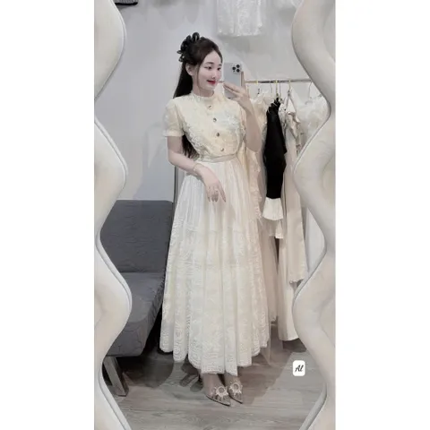 Đầm ren cao cấp Màu trắng Size SM Giá 450k Đúp lót 2 lớp Hàng có sẵn giao ngay M