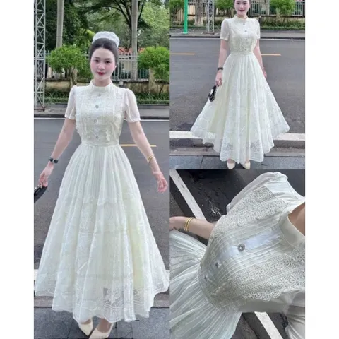 Đầm ren cao cấp Màu trắng Size SM Giá 450k Đúp lót 2 lớp Hàng có sẵn giao ngay M