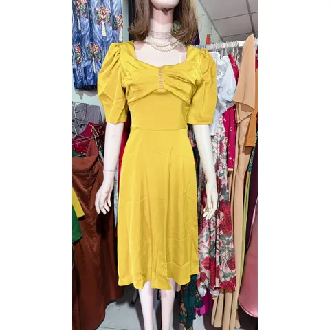 Đầm Xòe Thiết Kế Cổ Vuông Đính Ngọc Phong Cách Sang Trọng Hàng có sẵn giao ngay  Đủ size SMLXL Chất liệu lụa cao cấp