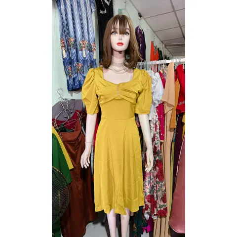 Đầm Xòe Thiết Kế Cổ Vuông Đính Ngọc Phong Cách Sang Trọng Hàng có sẵn giao ngay  Đủ size SMLXL Chất liệu lụa cao cấp