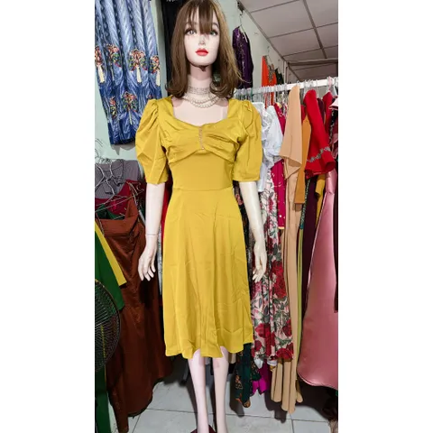 Đầm Xòe Thiết Kế Cổ Vuông Đính Ngọc Phong Cách Sang Trọng Hàng có sẵn giao ngay  Đủ size SMLXL Chất liệu lụa cao cấp