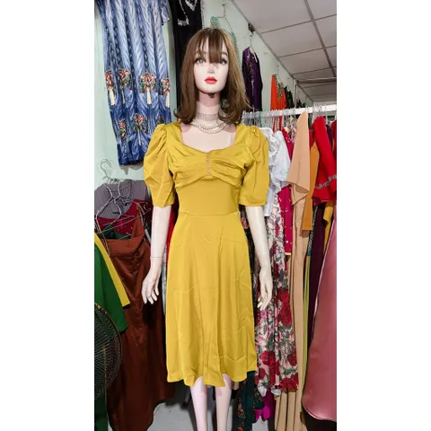 Đầm Xòe Thiết Kế Cổ Vuông Đính Ngọc Phong Cách Sang Trọng Hàng có sẵn giao ngay  Đủ size SMLXL Chất liệu lụa cao cấp