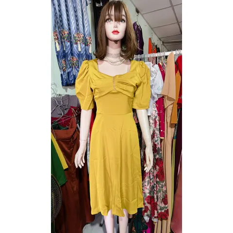 Đầm Xòe Thiết Kế Cổ Vuông Đính Ngọc Phong Cách Sang Trọng Hàng có sẵn giao ngay  Đủ size SMLXL Chất liệu lụa cao cấp