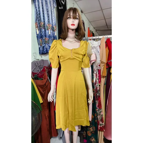 Đầm Xòe Thiết Kế Cổ Vuông Đính Ngọc Phong Cách Sang Trọng Hàng có sẵn giao ngay  Đủ size SMLXL Chất liệu lụa cao cấp