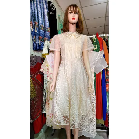 Đầm Ren Thiết Kế Dáng Xòe Chất Liệu ren Hai Lớp Mềm Mịn Giá 390k Hàng có sẵn giao ngay Maù kem Hình thật sản phẩm