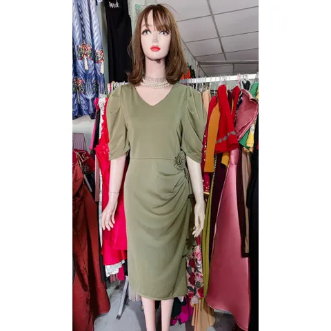 Đầm thiết kế dự tiệc sang chảnh đính hoa eo chất liệu thun poly  2da co giãn xịn xò Đầm  BigSize Đi Cưới Thiết Kế