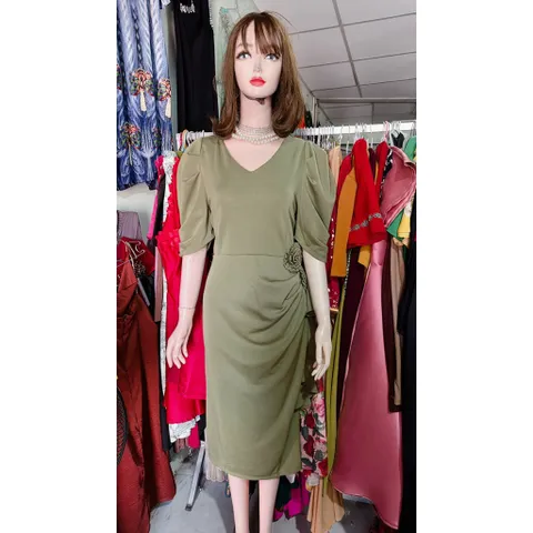 Đầm thiết kế dự tiệc sang chảnh đính hoa eo chất liệu thun poly  2da co giãn xịn xò Đầm  BigSize Đi Cưới Thiết Kế