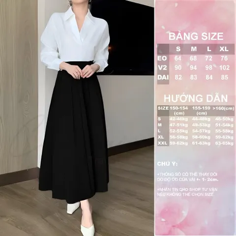 Chân váy dáng dài xếp ly vải tuyết mưa  có size SMLXL, eo dưới 82cm mặc đẹp, form tôn dáng  Màu đen Giá 290k/ chân váy