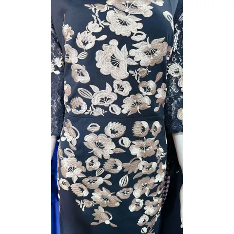 Đầm thêu thiết kế hoa nổi sang trọng Màu đen Đủ size SMLXL2XL, dưới 75kg mặc đẹp Hàng cao cấp Giá 420k