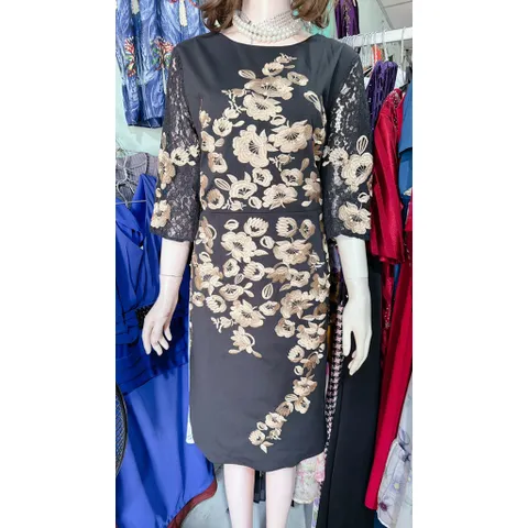 Đầm thêu thiết kế hoa nổi sang trọng Màu đen Đủ size SMLXL2XL, dưới 75kg mặc đẹp Hàng cao cấp Giá 420k