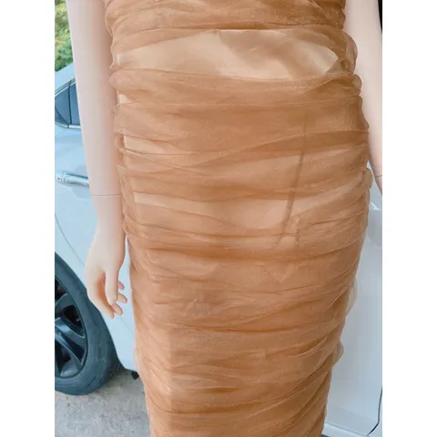 Đầm Nữ Dài , Chất Vải Thun Lưới Thoải Mái, Giá 299k Hàng có sẵn giao ngay L Màu nude Hàng chính chủ Mây có mut ngực