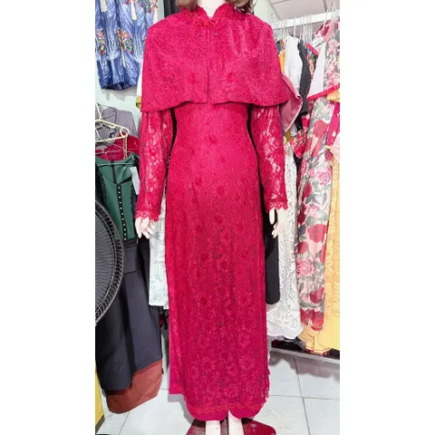 Set áo dài depren siêu đẹp + quần + áo choàng ( gồm 3 chi tiết) Hàng có sẵn giao ngay
