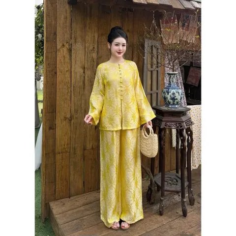 set áo và quần Pháp phục, áo bà ba cách tân tơ ánh xá sang trọng mẫu mới cao cấp có bigsize Đủ size