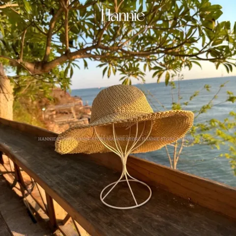 Mũ cói đi biển hoa hướng dương, 100% sợi cói tự nhiên nên đội rất mát Nón cói, Mũ cói đi biển cho nữ, chất liệu mũ cói