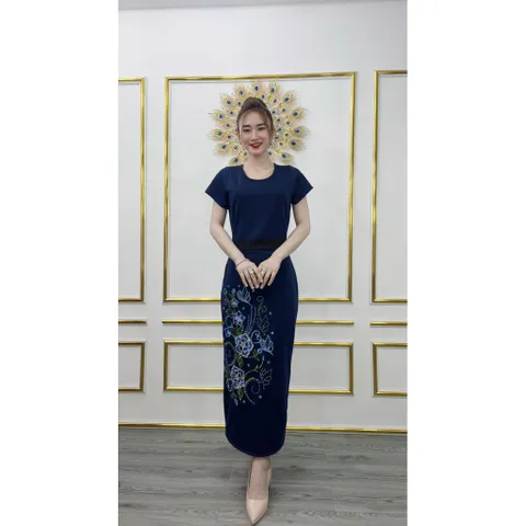 đầm + áo khoác thêu cao cấp